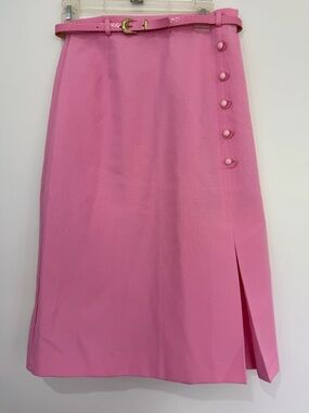 ILGWU Vintage 80s Bubblegum Pink Pencil Skirt W/ Belt Size M (Vintage 13/14)